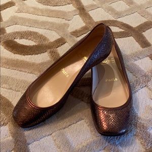 Christian louboutin snakeskin copper flats